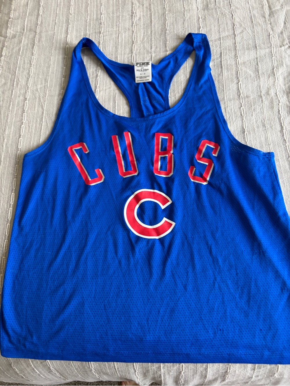 PINK Victoria's Secret Royal Blue Chicago Cubs Mesh Racerback Tank